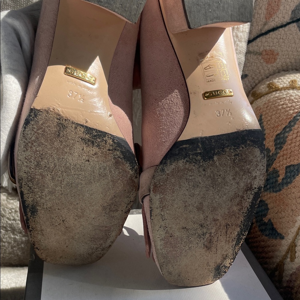 Gucci Mauve Fringe Loafers with Gold Accent/GG Marmont blush suede - Picture 5 of 8